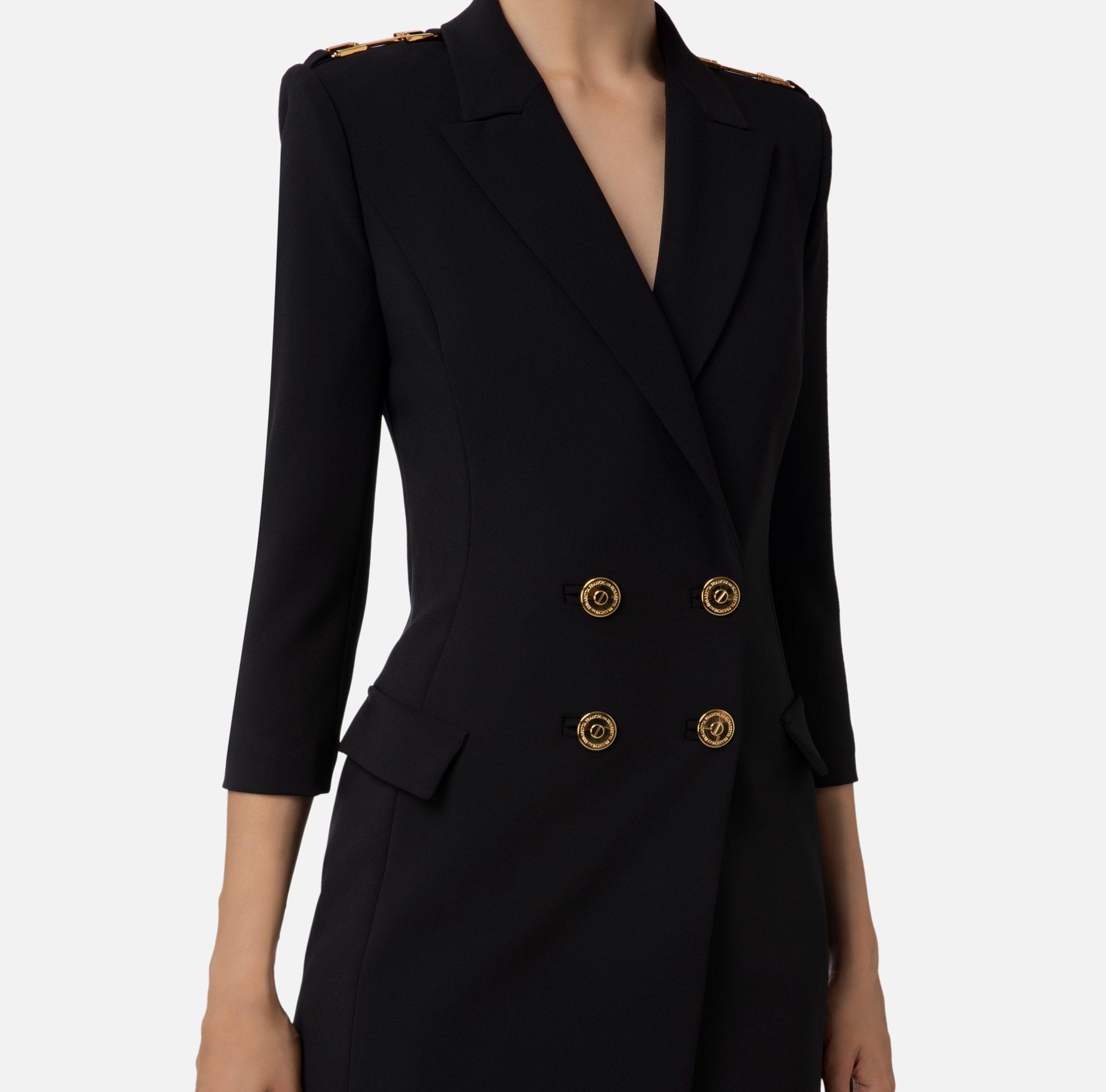 ELISABETTA FRANCHI AB41736E2 Coat dress in crêpe fabric with flashes